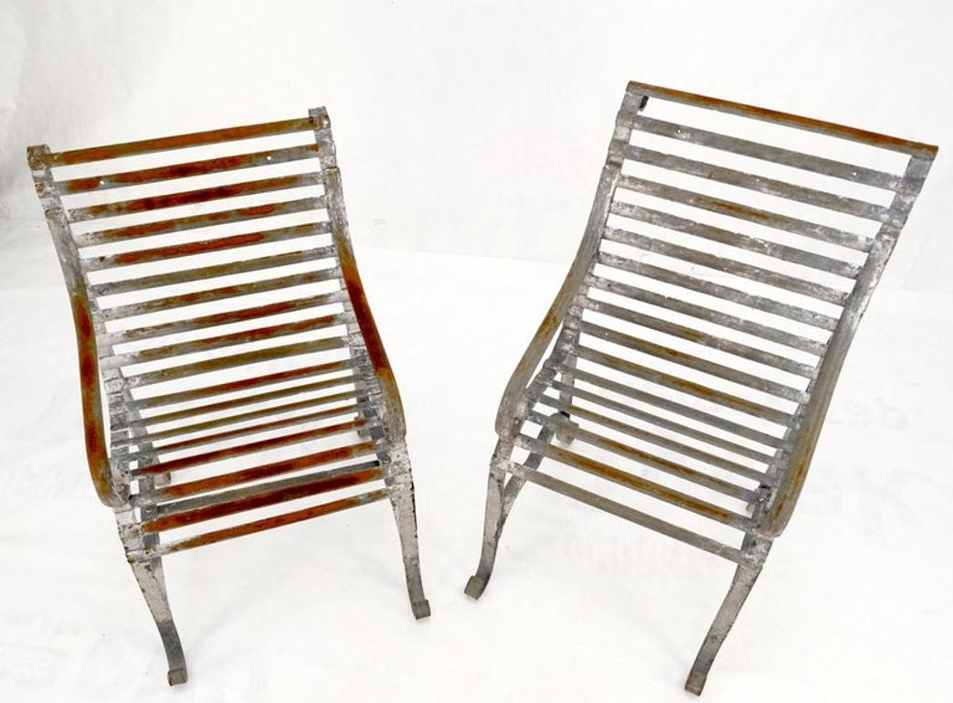 Heavy Antique Wrought Iron Outdoor Chairs His & Hers