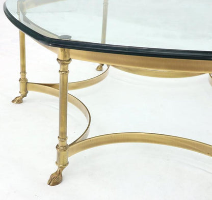 Hexagon Shape Glass Top Brass Frame Hoof Feet Coffee Table