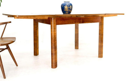 Swedish Mid-Century Modern Burl Wood Refectory Extending Dining Dinette Table