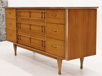 Mid-Century Modern Light American Walnut 9 Drawers Dresser