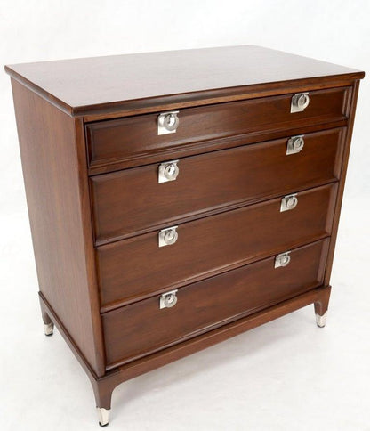 Mid-Century Modern Walnut 4 Drawers Bachelor Chest