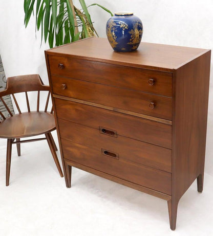 Oiled Walnut Mid-Century Modern High Chest 4 Drawers Dresser