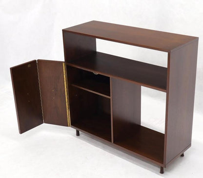 Walnut Mid-Century Modern Accordion Door Entry Hall Cabinet Console Credenza