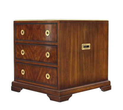 Three Drawer Campaign Style Three-Drawer Chest Occasional Cabinet Stand Table