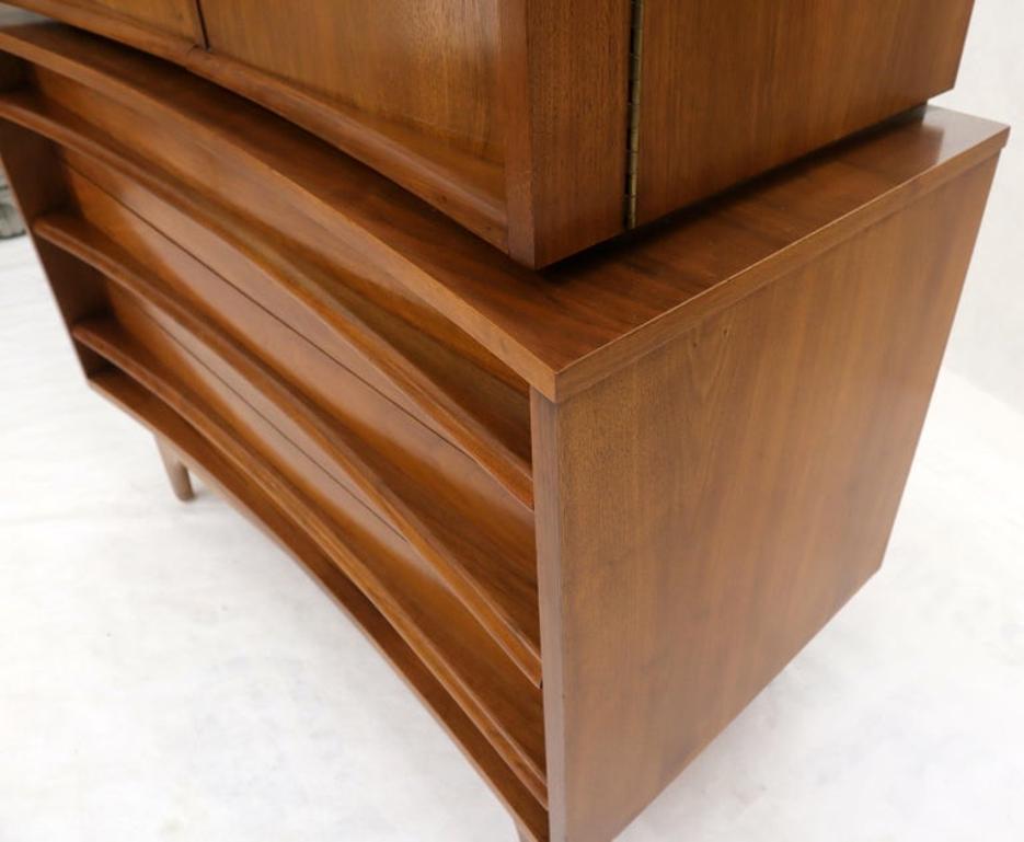 American Walnut Concave Front Gentleman's Chest Dresser Double Door Compartment