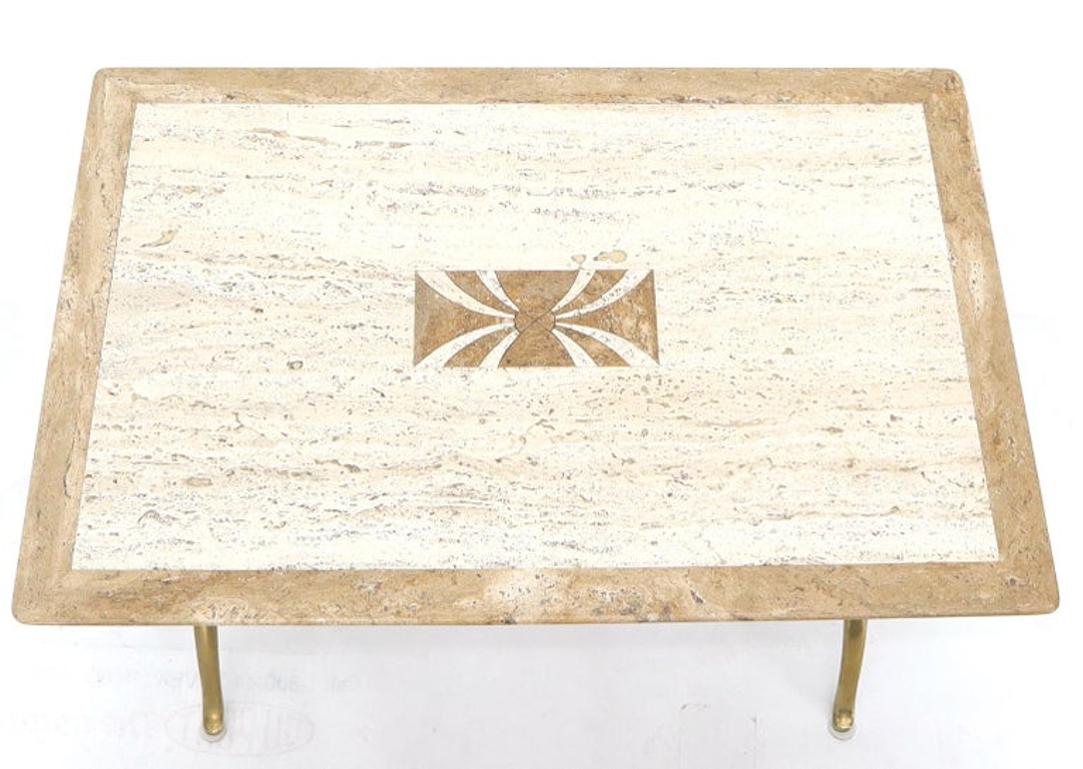 Pair of Italian Travertine Top X-Shape Base End Side Tables