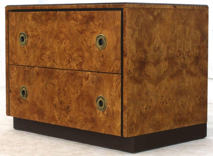 John Stuart Burl Wood Brass Round Pulls Two Drawers Stand