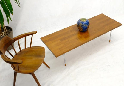 Danish Mid-Century Modern Rectangle Coffee Table on Chrome Cylinder Legs