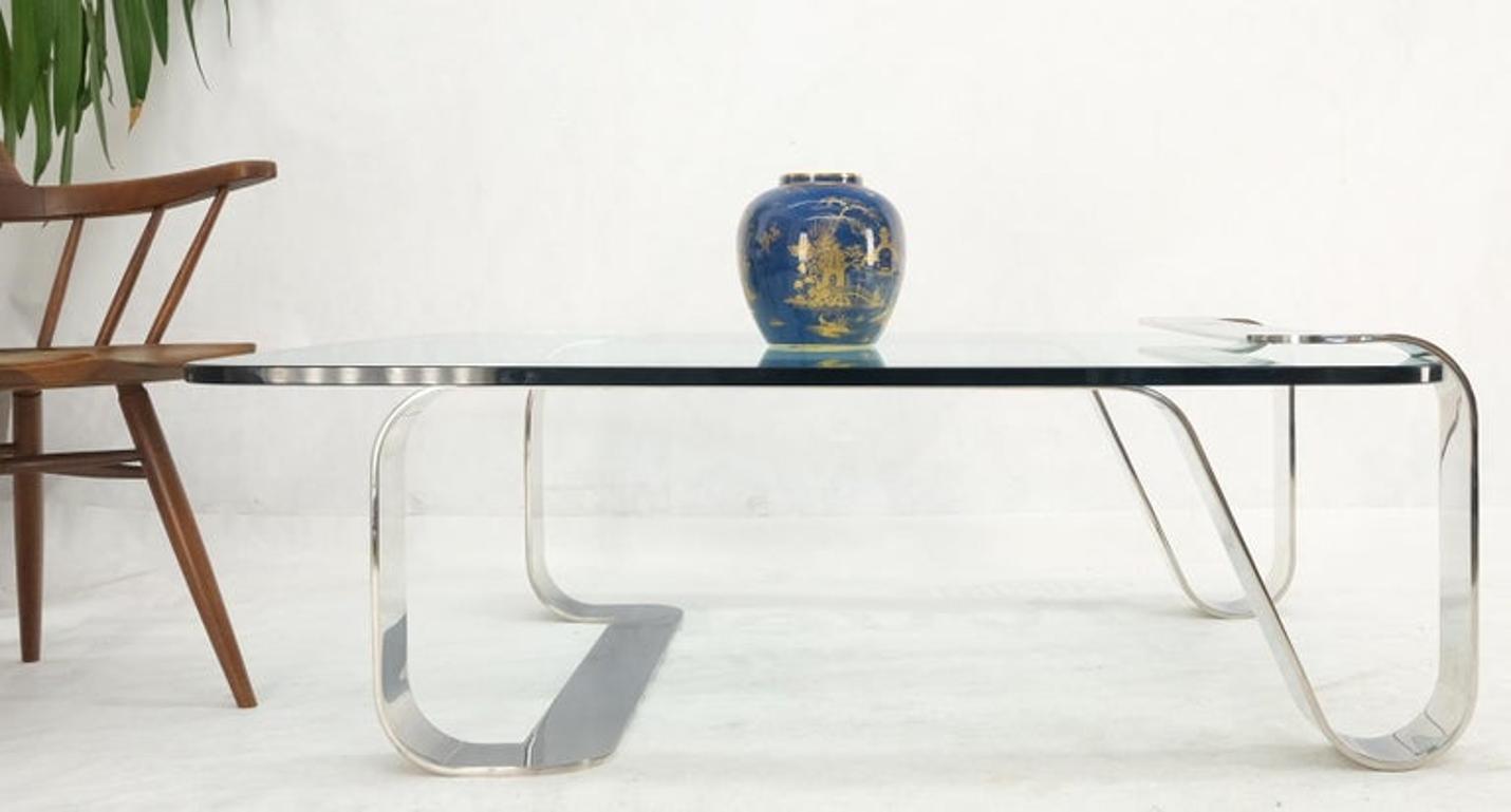 Bent Polished Stainless Glass Top Gary Gutterman "Odyssey" Coffee Table