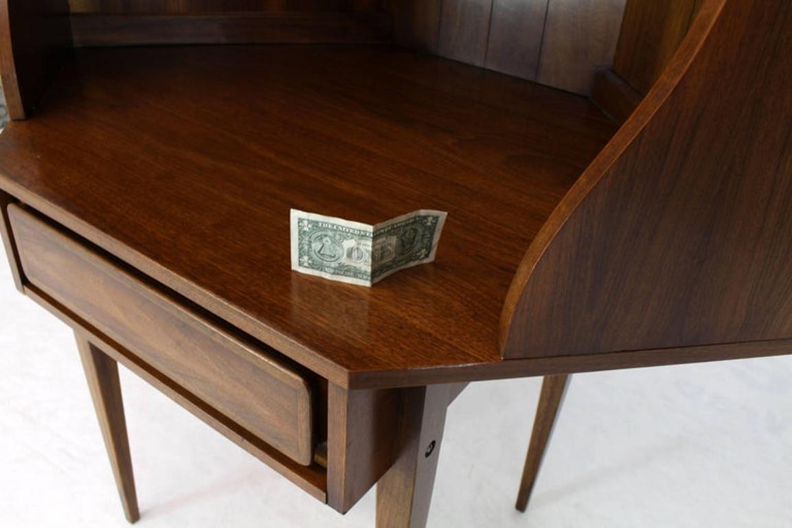 Two-Piece Walnut Corner Desk Table Bookcase Hutch