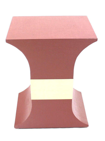 Grasscloth Wrapped Three Mid Century Modern Pink Lacquer Brass Trim Pedestals