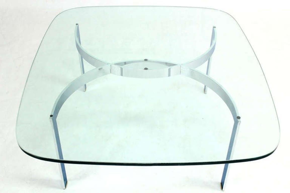 Mid Century Modern Curved Bent Chrome Base Glass Top Coffee Table Bauhaus Chanel