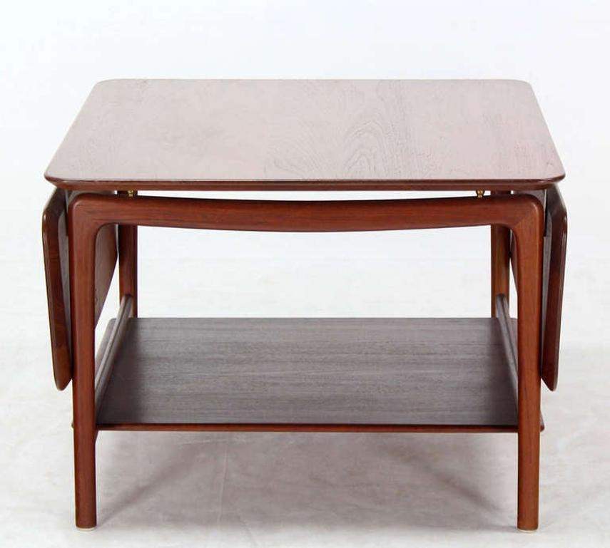 John Stuart Danish Mid Century Modern Solid Teak Drop Leaf Coffee Center Table