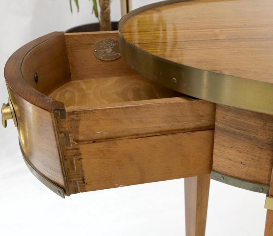 Oval Brass Gallery One-Drawer End Side Table in Bleached Rosewood by Baker