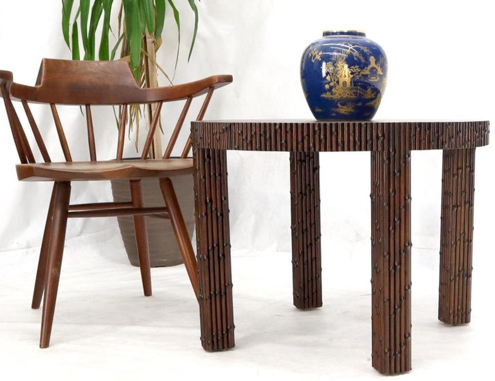 Mid-Century Modern Faux Bamboo Round Side Occasional Table