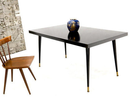 Black Laminate Tapered Dowel Legs Dining Table with Extension Board