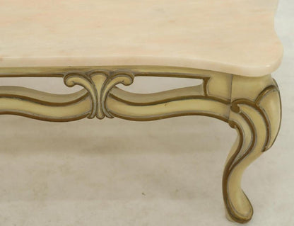 Marble to Pierced Carving Country French Provincial Coffee Table Cabriole Legs