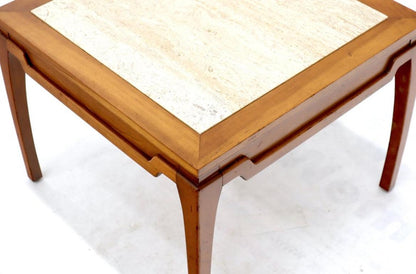 Pair of Square Small End Tables Stands with Marble Tops