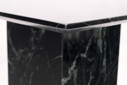 Square Black Marble Single Pedestal Side End Table Night Stand Pedestal