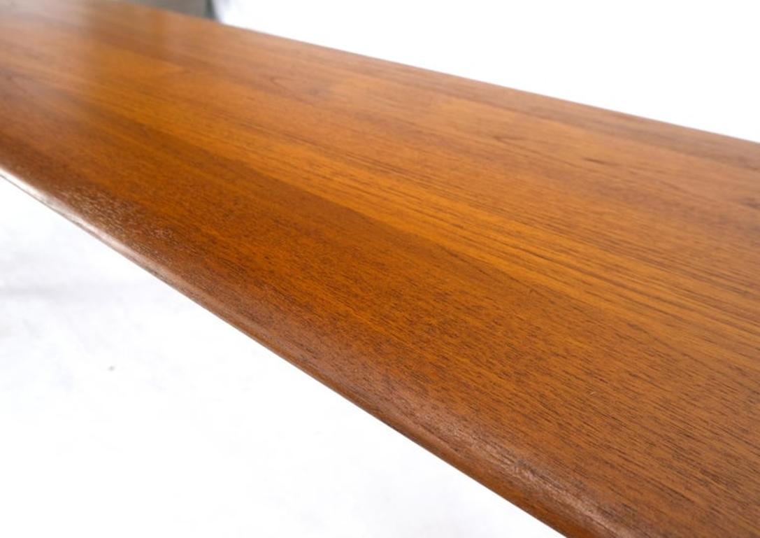 Danish Mid-Century Modern Solid Teak Rectangle Coffee Table Tapered Dowel Legs