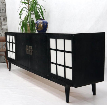 Ebonized Cerused Walnut Long Credenza Dresser