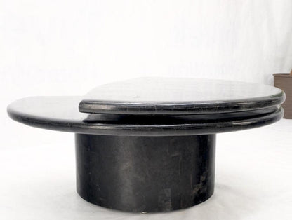 Swivel Adjustable Round Top Black Tessellated Marble Coffee Table MINT!