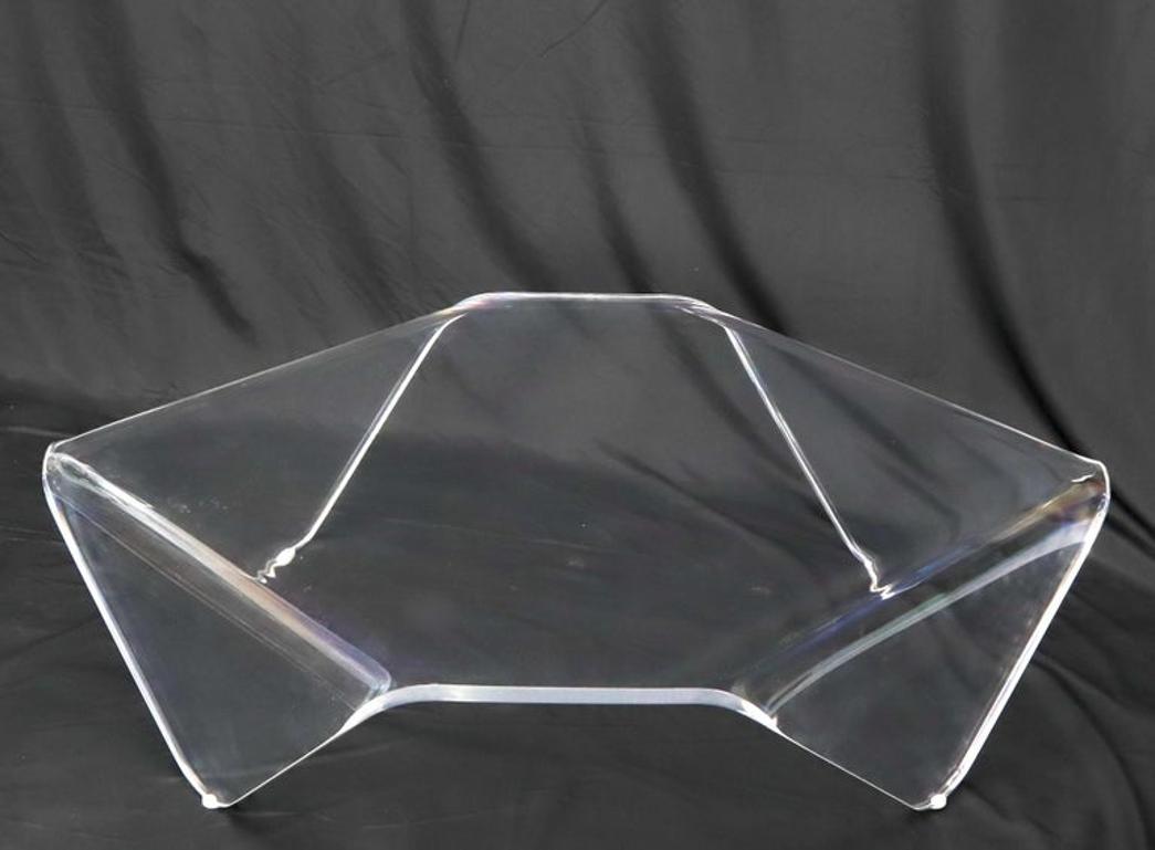 Thick One Piece of Bent Lucite Coffee Table