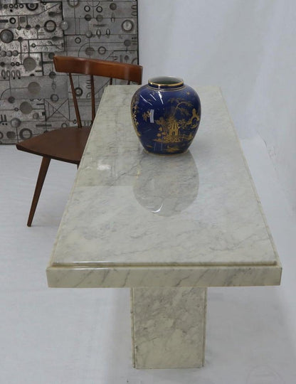 Rectangle White Marble Top Pedestal Base Console Sofa Table