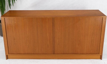 Tambour Doors 12 Deep Drawers 3 Shelves Danish Teak Mid-Century Modern Credenza