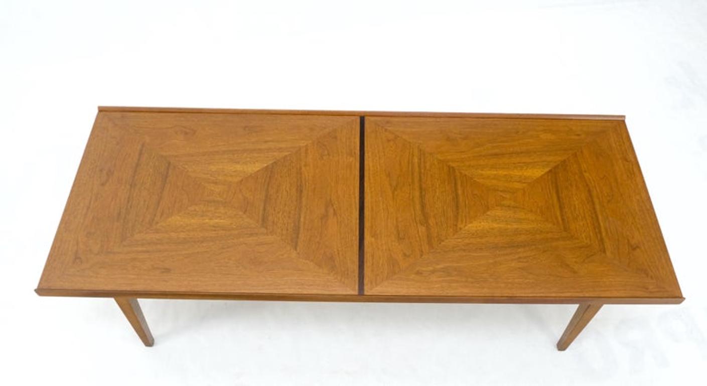 Danish Mid-Century Modern Walnut Long Rectangle Coffee Table W Rolled Edge Mint!