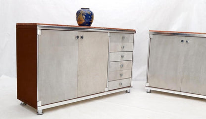 Pair of Rouge Marble Top Guido Faleschini Dressers Chests Cabinets Credenzas