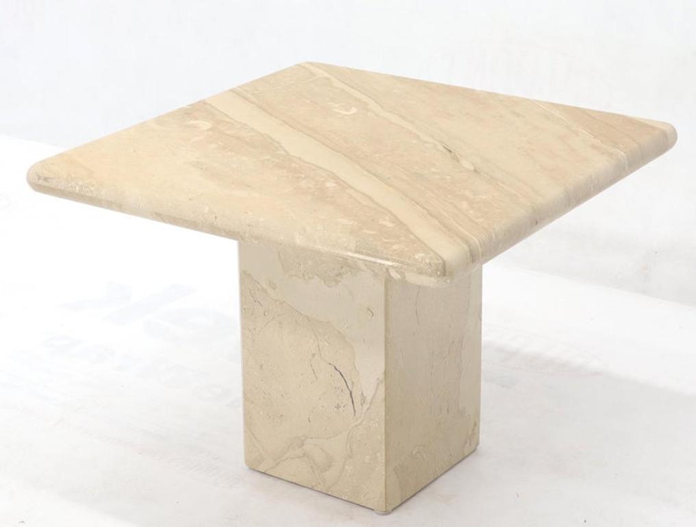 Pair of Marble or Travertine Square Side End Tables