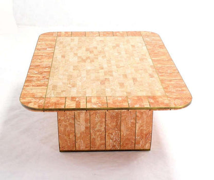 Maitland Smith Tessellated Stone Brass Mid Century Modern Rectangle Coffee Table