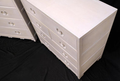 Pair of Bleached 5 Drawers Bachelor Chests by Baker