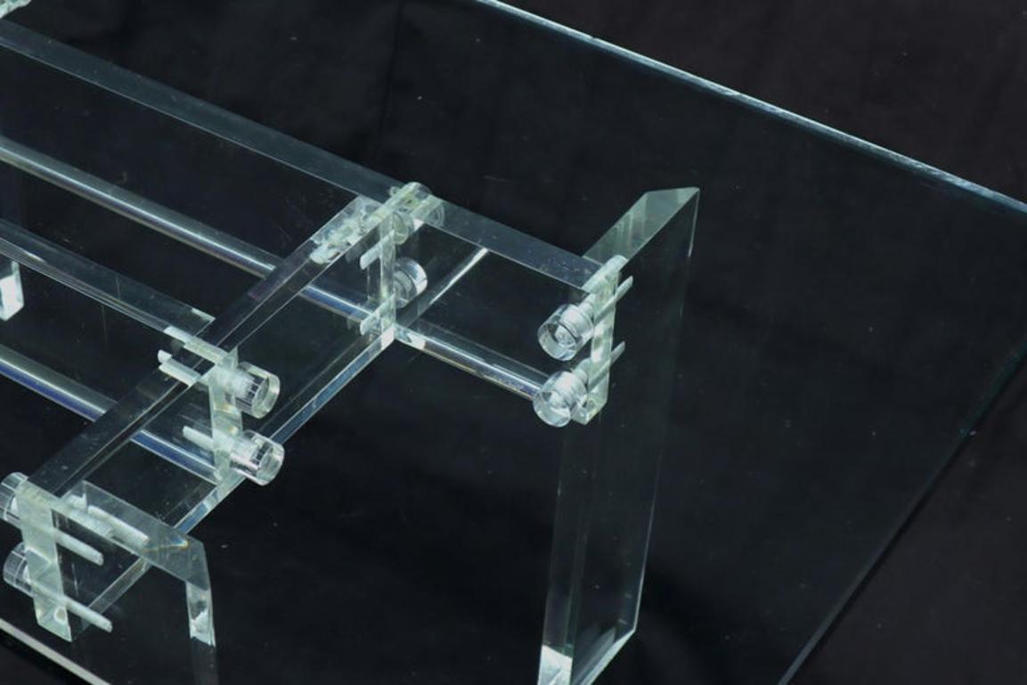 Rectangular Glass top Lucite Base Coffee Table