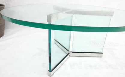 Thick Glass and Chrome Round Mid-Century Modern Coffee Table