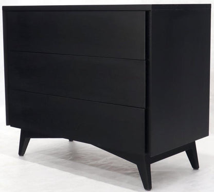 Pair of Black Lacquer Mahogany Mid-Century Modern Bachelor Chests