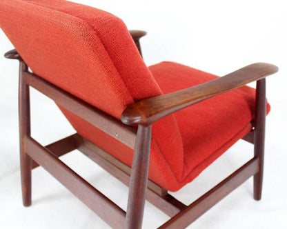 Pair of Mid-Century Danish Modern Solid Oiled Walnut Lounge Chairs