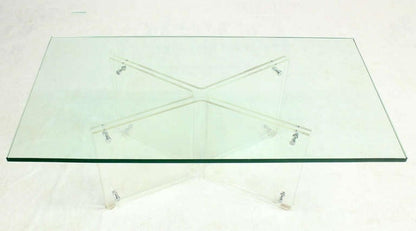 Mid-Century Modern Lucite Base and Glass-Top Coffee Table