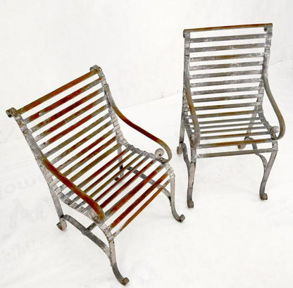 Heavy Antique Wrought Iron Outdoor Chairs His & Hers