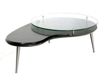 Mid-Century Modern Organic Kidney Shape Elevated Glass Top Coffee Table MINT!