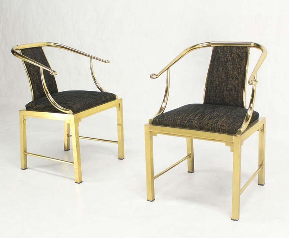 Pair of Decorative Forged Solid Brass Barrel Back Chairs by Mastercraft MINT!