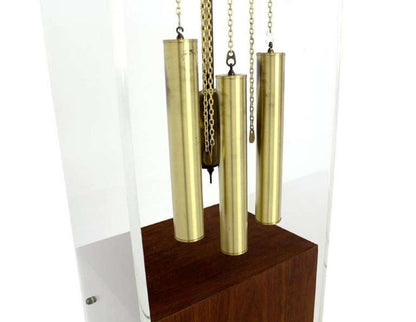 Mid Century Modern Walnut Designer Lucite Grandfather Clock with Chime MINT!