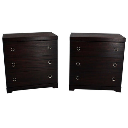 Pair Ebonized Mahogany Mid Century Modern Deco Style Bachelor Chest Dresser MINT