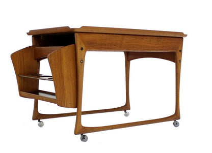 Danish Modern Rolling Teak Bar Cart