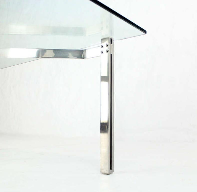 Mid-Century Modern Solid Chrome and Glass-Top Coffee Table style of Kjaerholm