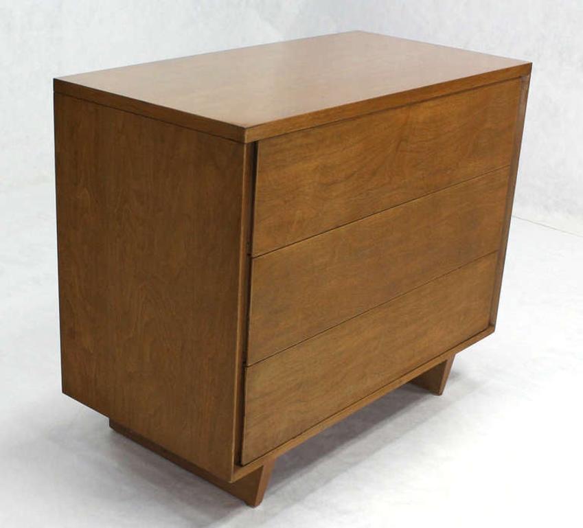 Mid-Century Modern Walnut Bachelor Three-Drawer Chest or Dresser MINT