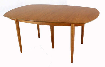 John Stuart Light Walnut Boat Shape Walnut Dining Table Tapered Leg Two Leaves