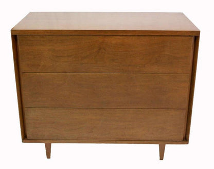 Mid-Century Modern Walnut Bachelor Three-Drawer Chest or Dresser MINT