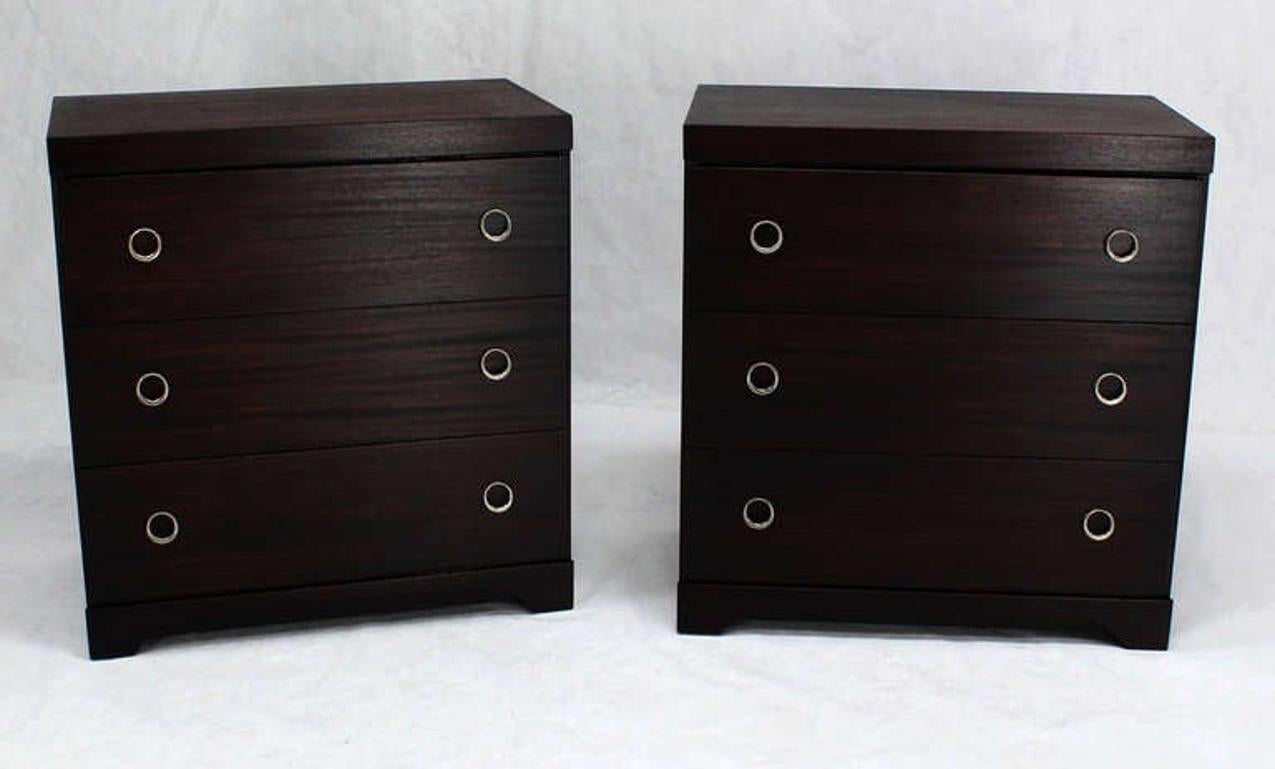 Pair Ebonized Mahogany Mid Century Modern Deco Style Bachelor Chest Dresser MINT